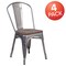 Flash Furniture Lincoln 4 Pack Silver Antique Finish with Clear Coat Metal Stackable Chair with Wood Seat 4-XU-DG-TP001-WD-GG - alternate 2